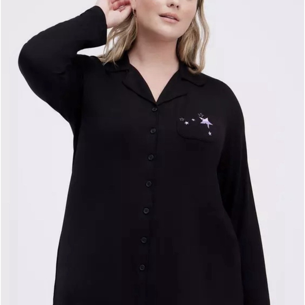 Torrid Super Soft Black Stars Long Sleeve Sleep Tee Sz 3 3X 22 24 #A59066